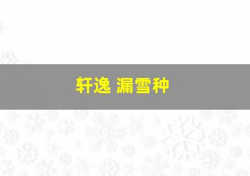 轩逸 漏雪种